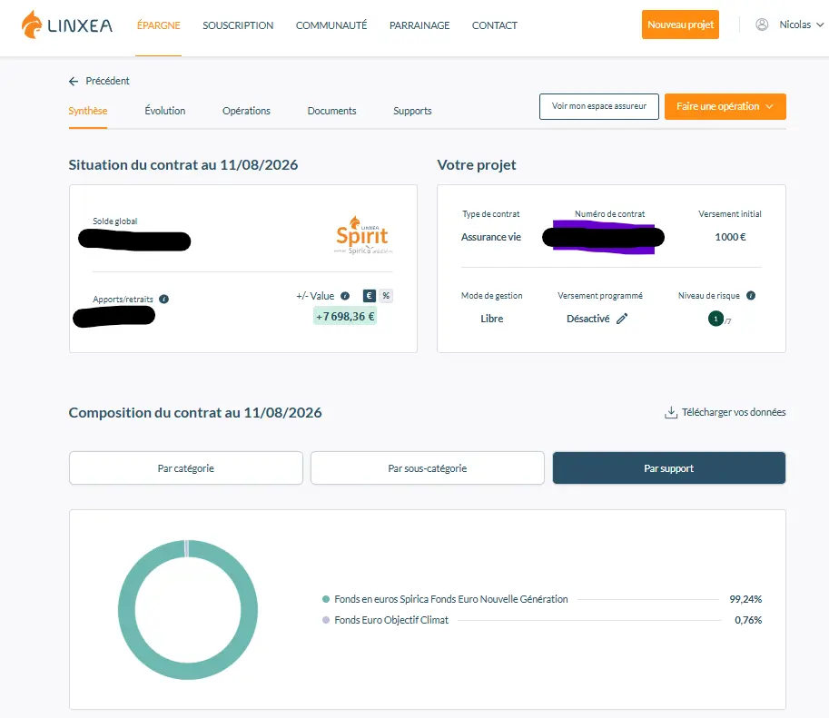 Linxea Spirit 2 interface