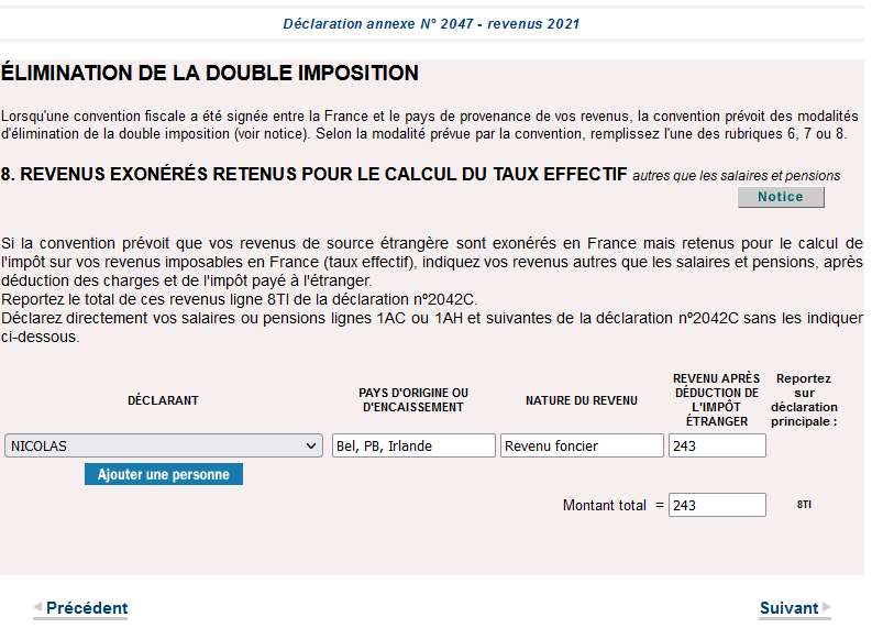 Cadre 8 élimination de la double imposition