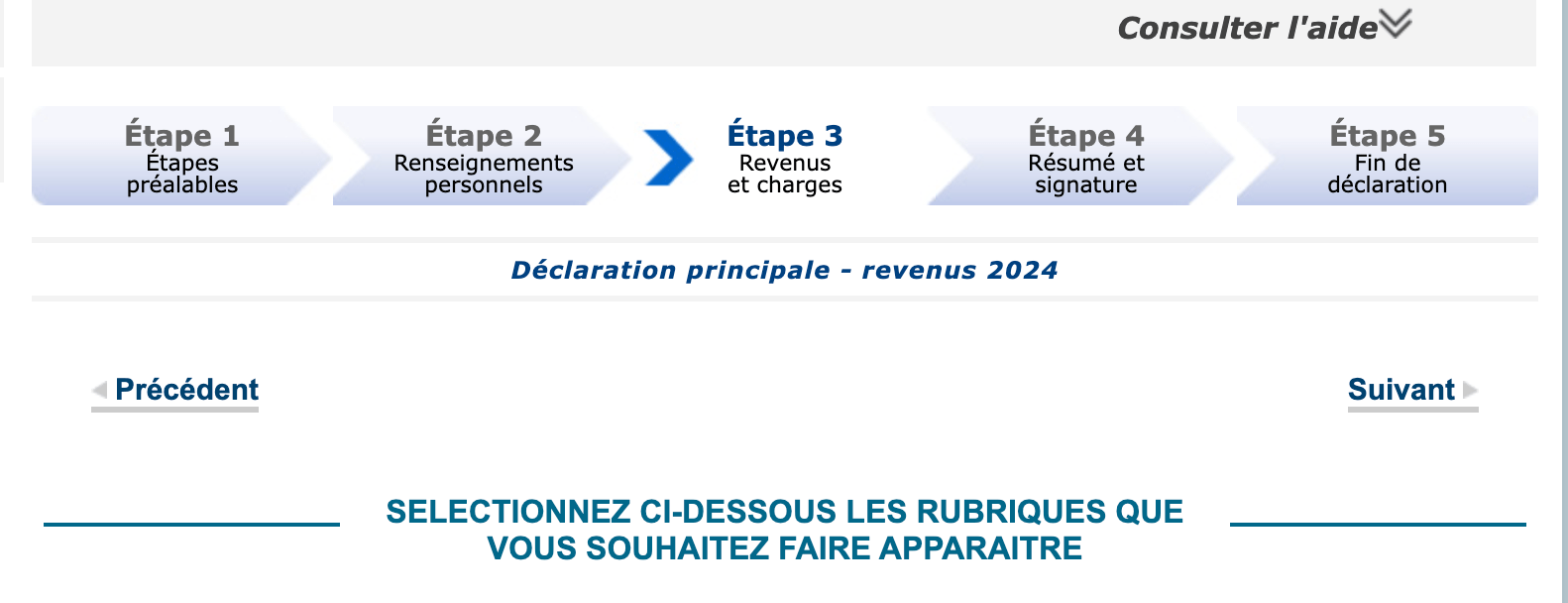 declaration impot sur le revenu charges