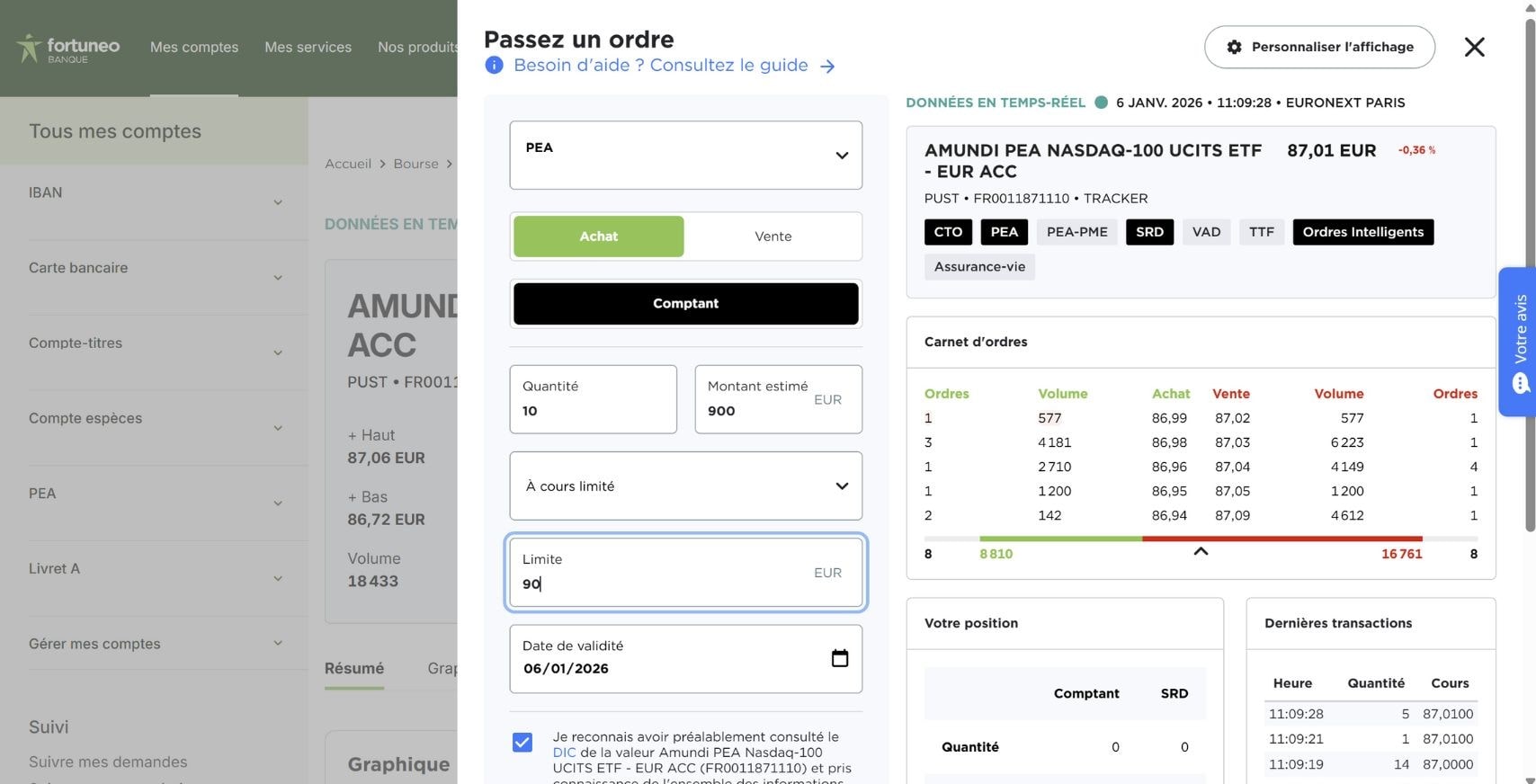 fortuneo pea action intelligence artificielle etf