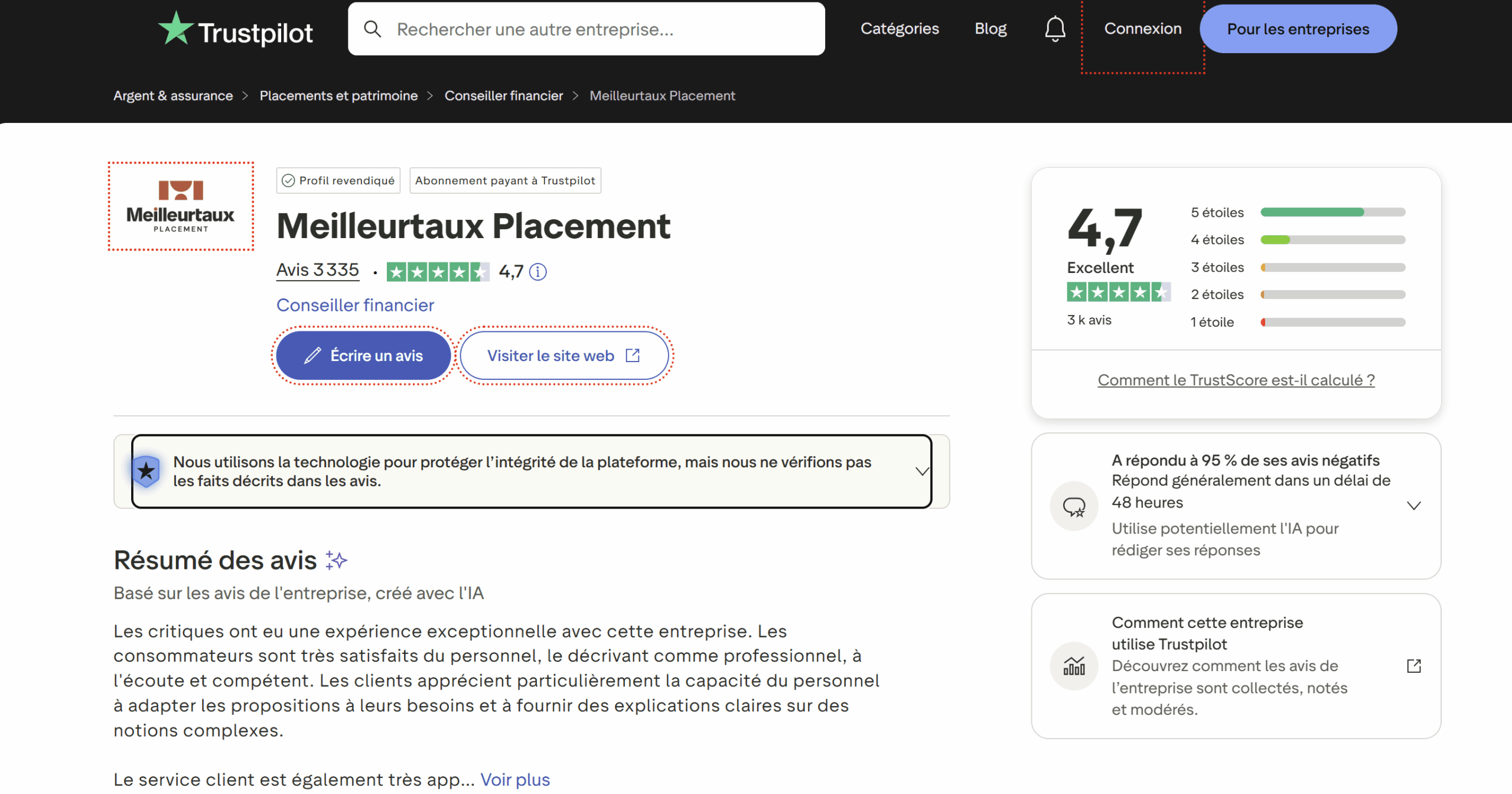 meilleurtaux placements avis trustpilot