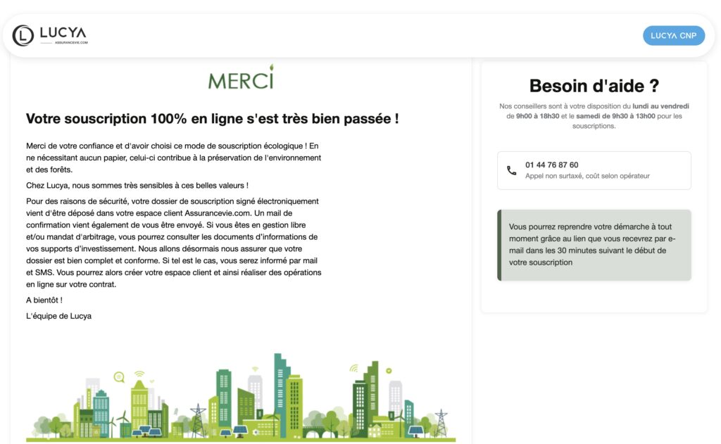 Souscription confirmée Lucya CNP