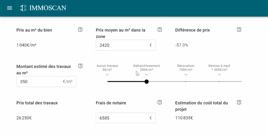 Simulateurs intégrés à l'annonce sur Immoscan