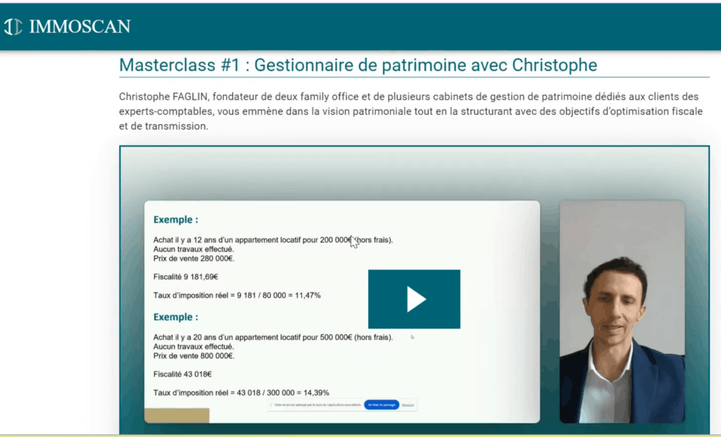 Exemple de masterclass Immoscan