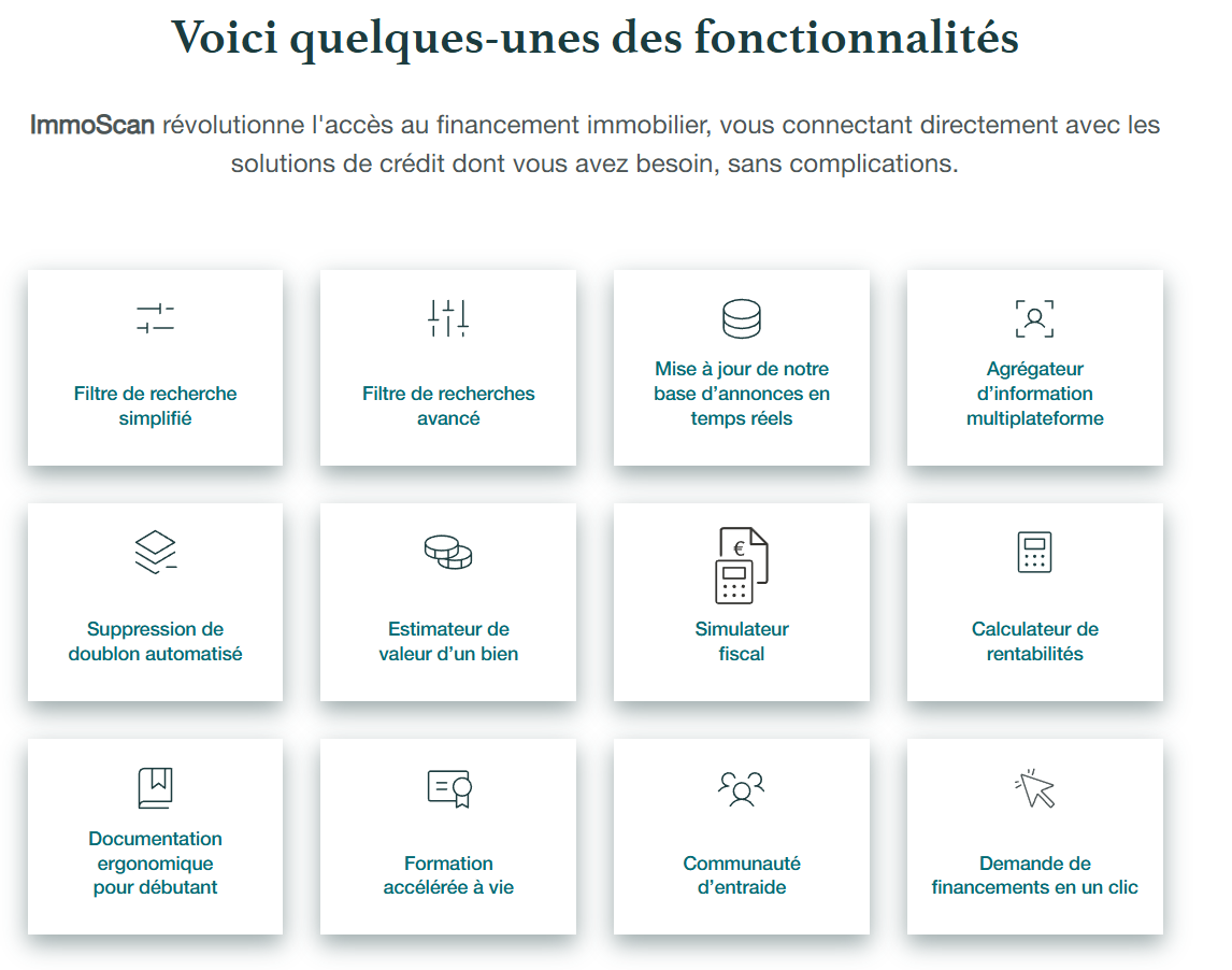 fonctionnalités Immoscan