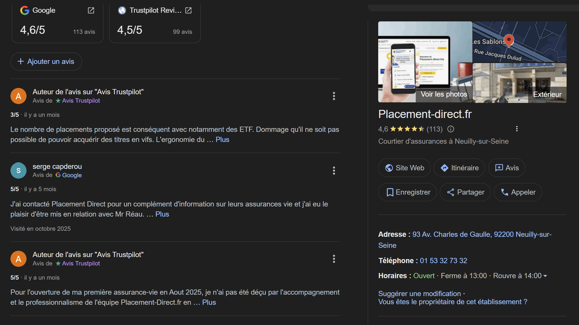 avis google placement direct assurance vie