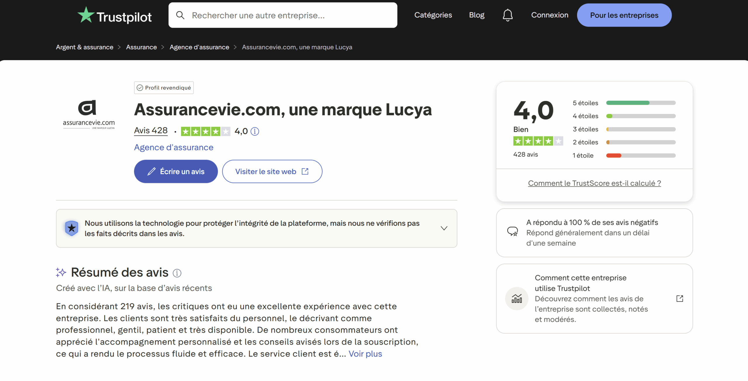 avis clients lucya trustpilot