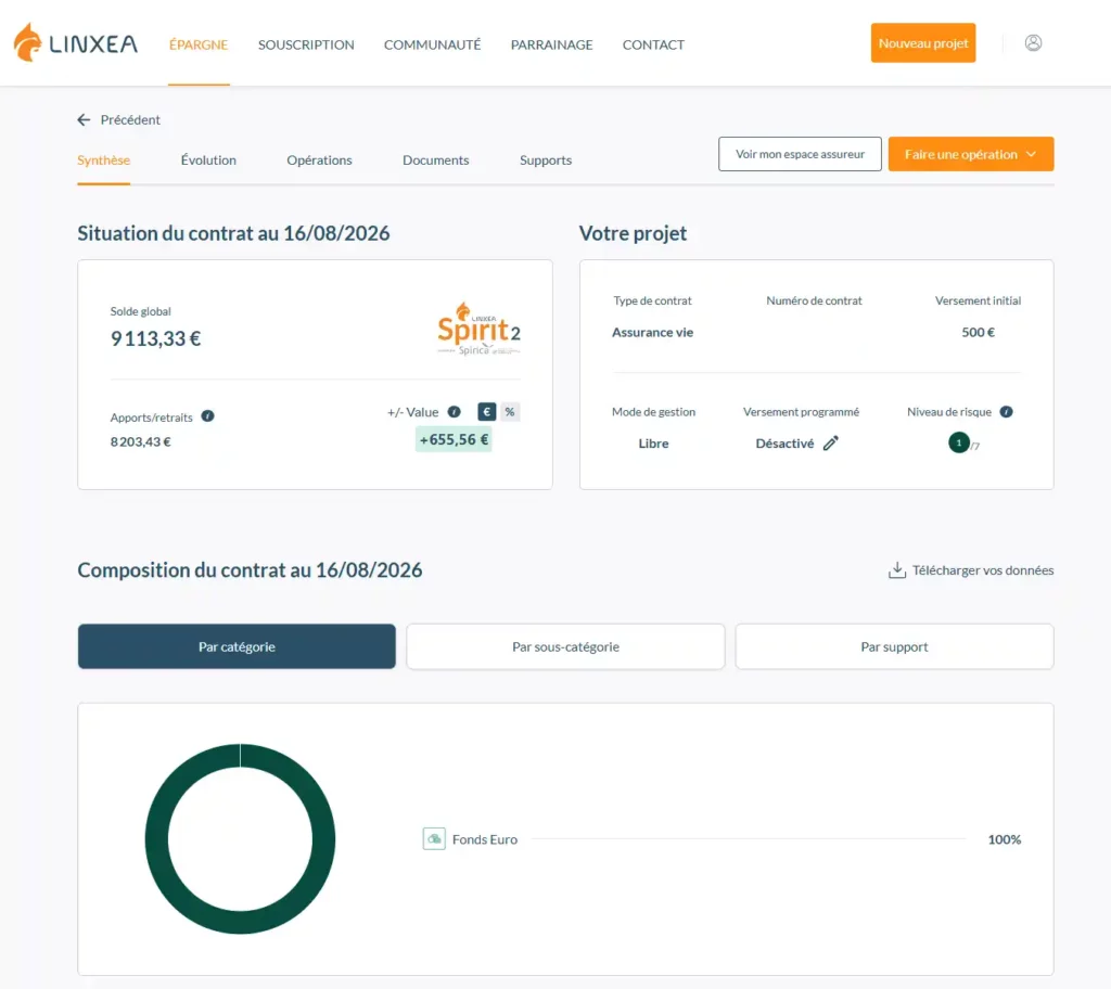 Interface de gestion Linxea Spirit 2